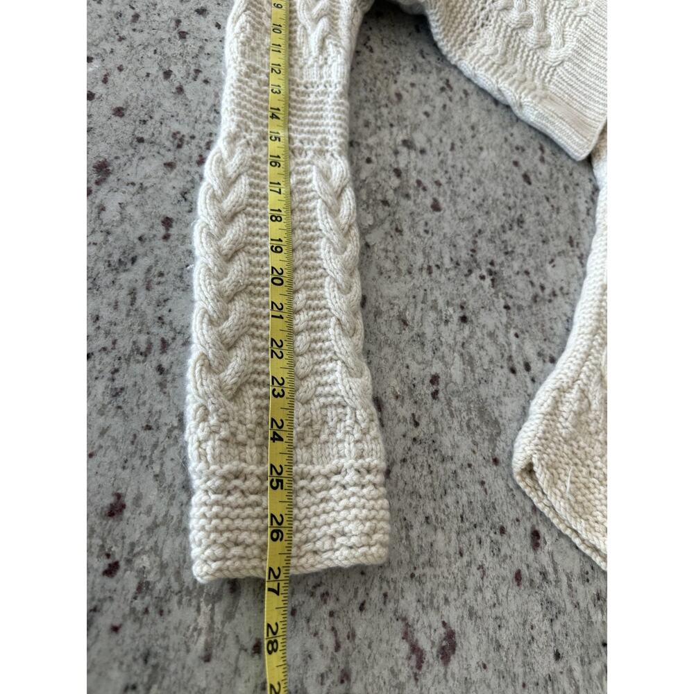 Neiman Marcus 100% Cashmere Ivory Shawl Collar Cable Knit Cardigan Sweater Sz L - Picture 6 of 6